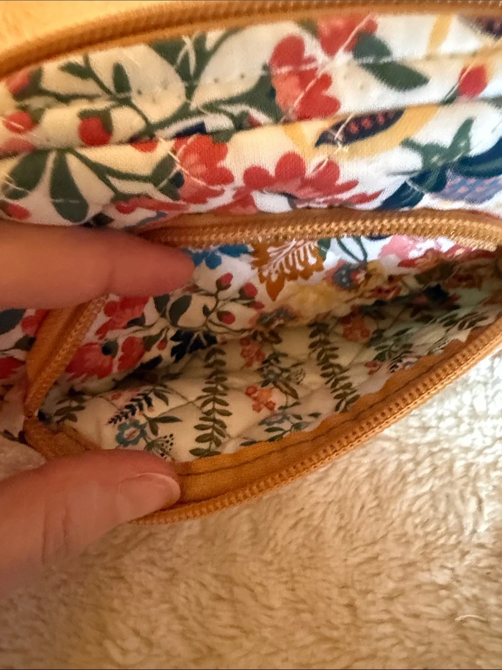 Vera Bradley Floral Quilted Cotton Cosmetic Pouch Bag Conscious Crafted Multi